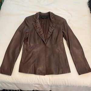 Elie Tahari Brown Leather Blazer